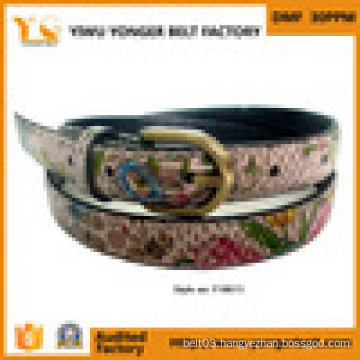 Woman Leather Belt of All Types of Belt Buckles with Colour Pattern on It